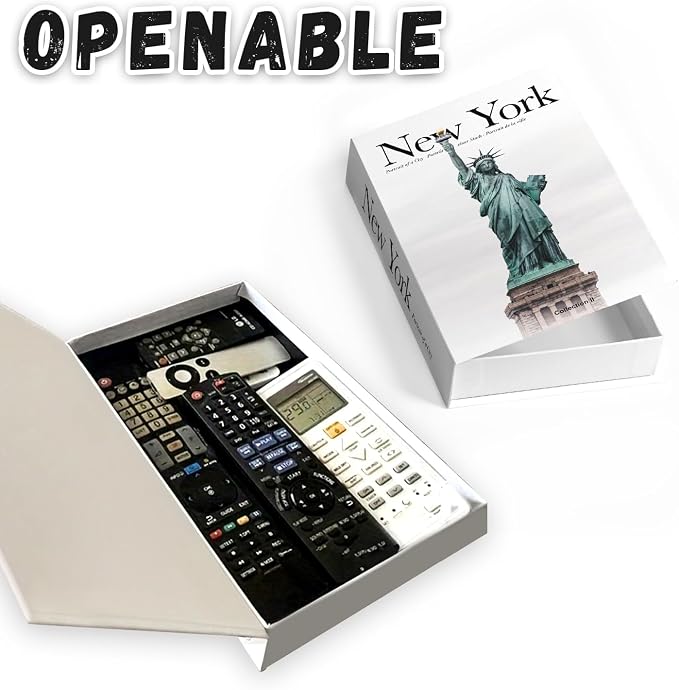 Decorative Storage Book Box – Hidden Storage for Remote Controls, Keys, and Small Items – Elegant Home Decor for Living Room, Bedroom, Coffee Table – Modern Style Faux Book Organizer (New york)