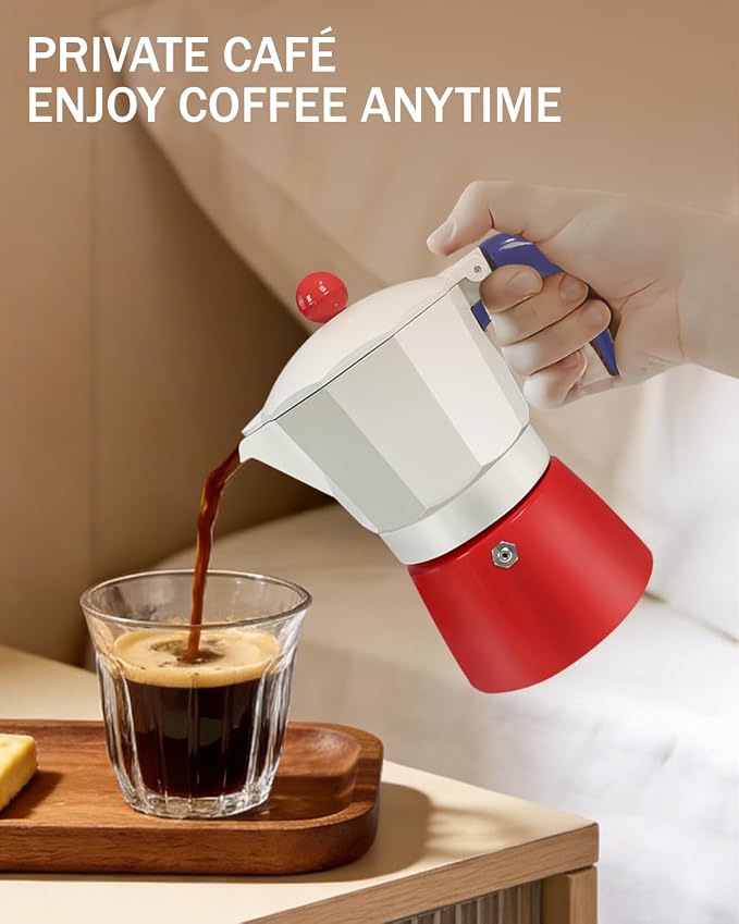 Coffee Maker Stovetop Espresso Maker 3 Cup Aluminum Moka Pot Percolator 5oz 150ml Easy Brewing for Electric Ceramic Stoves Home Camping Italian Cuban Café Classic Sip Sized