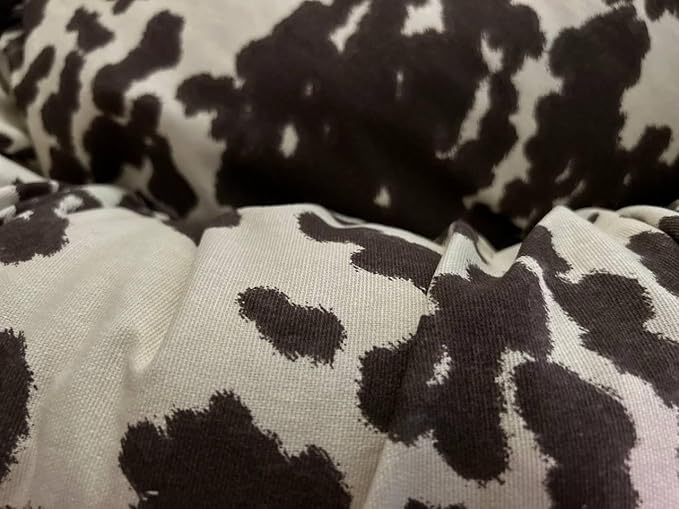 Organic Cotton Canvas Dog Bed: Removable Cover, Natural Fill - Made in USA (Cow Print Brown White, XX Large 50" x 8" inches)