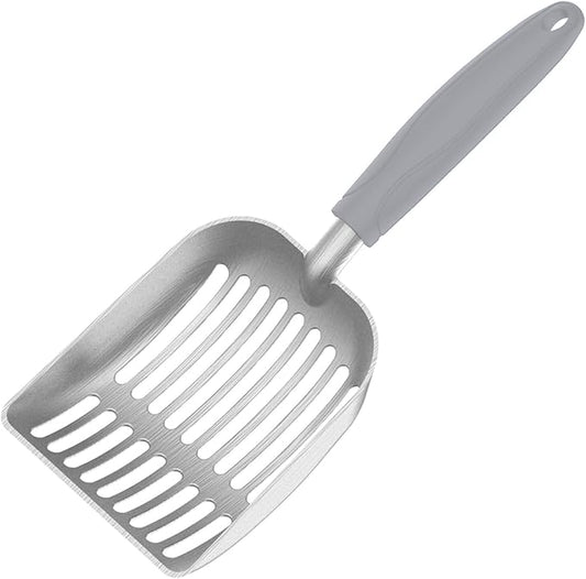 Cat Litter Scoop, Kitty Metal Scooper, Aluminum Alloy Sifter, Kitten Pooper Lifter, Deep Shovel, Long Handle, Poop Sifting, Durable, Heavy Duty, for Litter Box