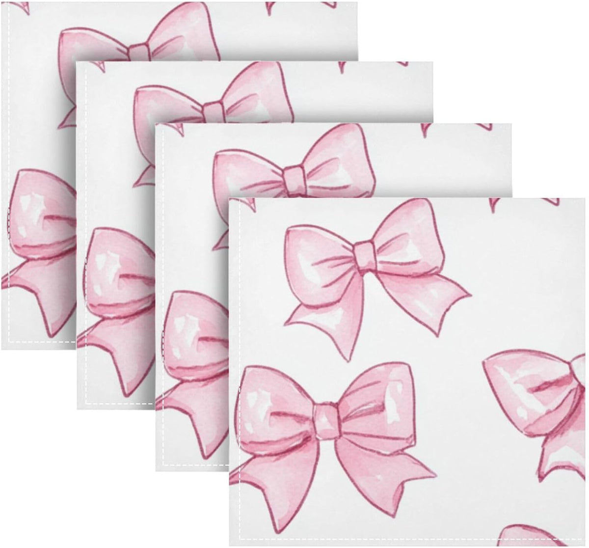 Cartoon Cute Peach Bow Heavy Cloth Dinner Napkins Reusable Cloth Napkins Polyester Cloth Napkins Dining Kitchen Cloth Reusable Cloth Dinner Napkins Set of 6 20 x 20in