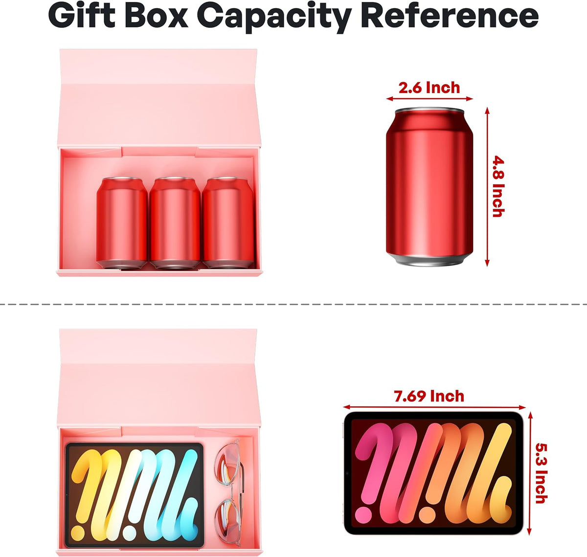 Pink Gift Box, 9.5x6x3'' Gift Boxes with Lids for Presents