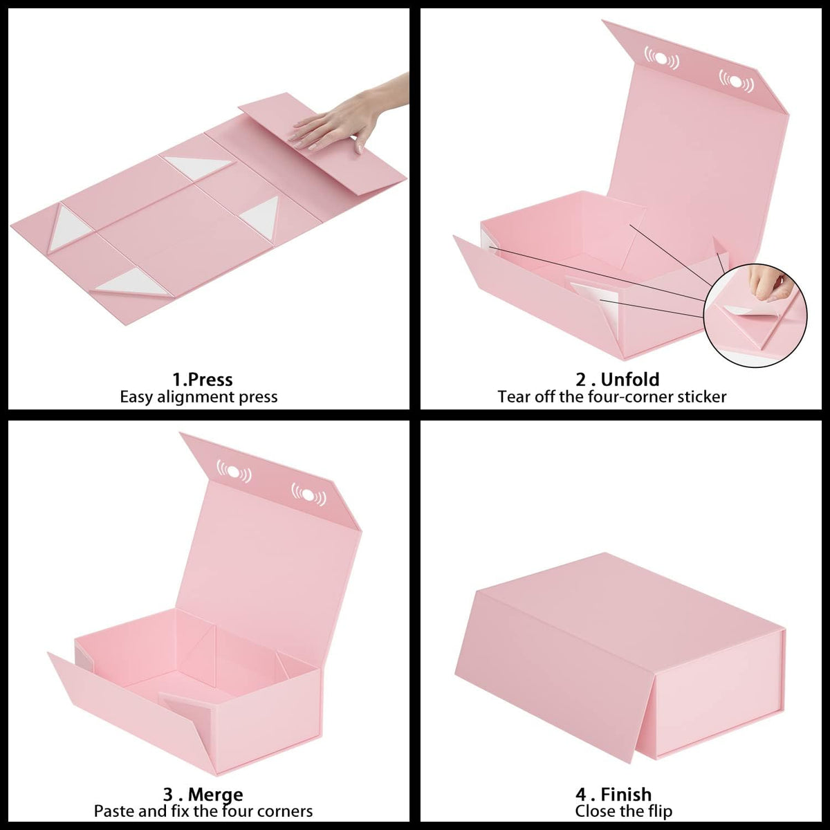 Pink Gift Box, 9.5x6x3'' Gift Boxes with Lids for Presents
