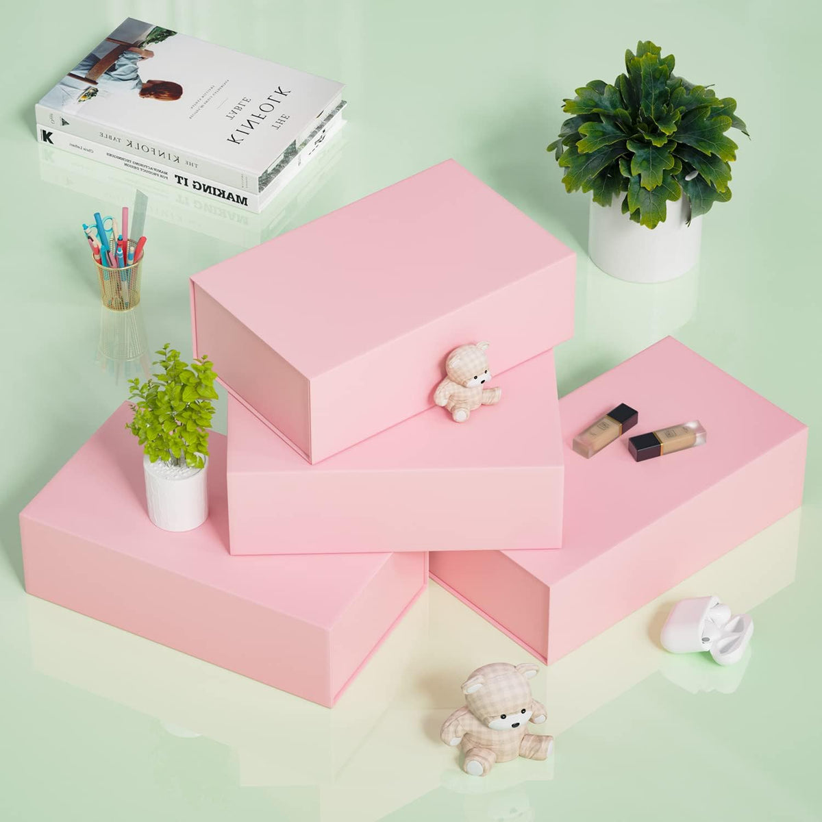 Pink Gift Box, 9.5x6x3'' Gift Boxes with Lids for Presents