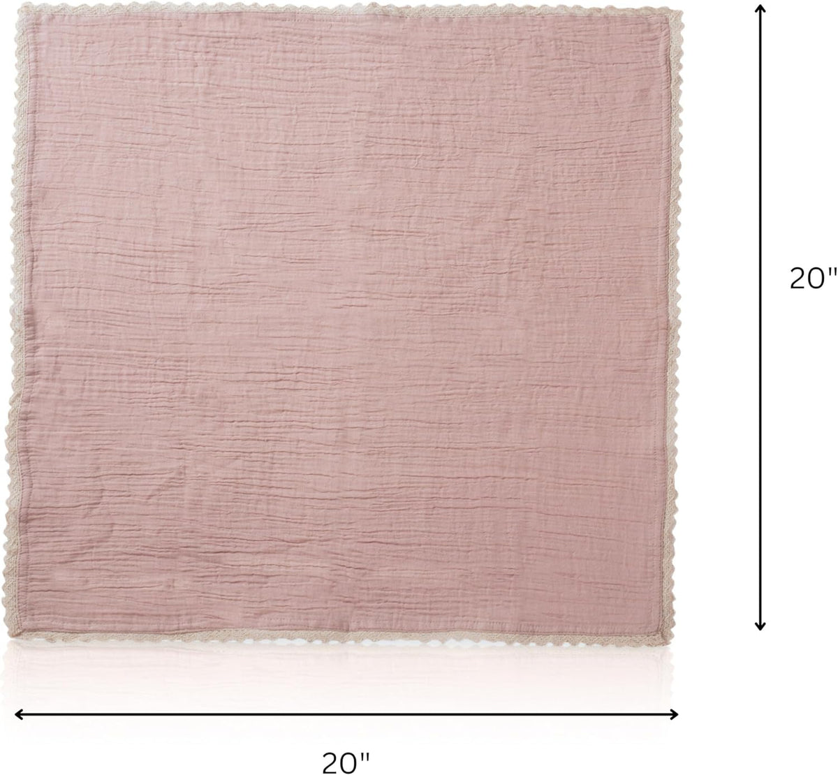 Lace Cloth Napkins, Cotton Gauze, Set of 4, 20x20 in,Peach Wipe