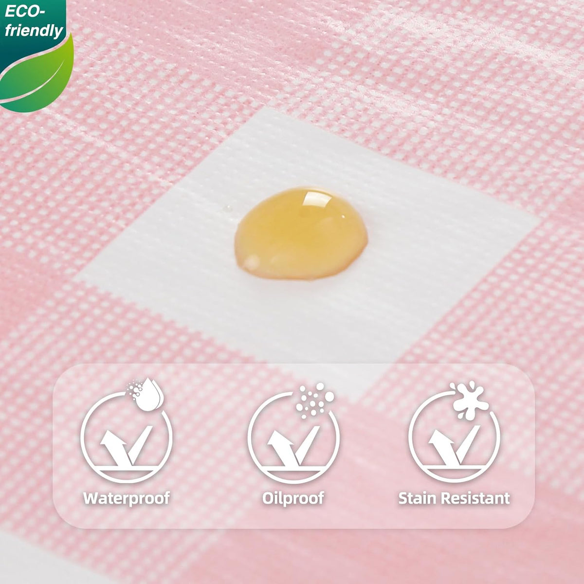Gingham Vinyl Tablecloth with Flannel Backing for Rectangle Tables Outdoor, 60x84 Inch PEVA Waterproof Plastic Oilcloth, Wipeable Reusable Checkered Cover for Camping,Patio,Picnic,Kitchen, Pink Plaid