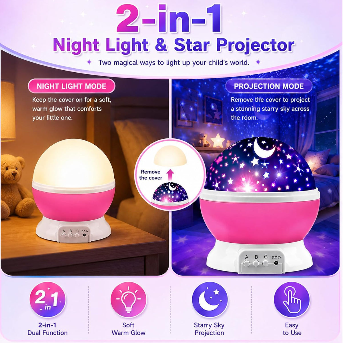 Star Projector Night Lights for Kids | Girls Night Light Projector