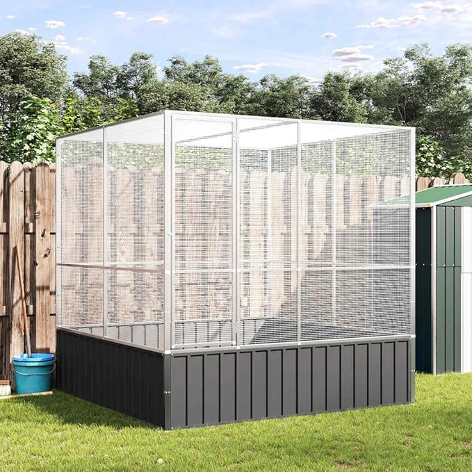 Steel Aviary, Large Bird Cage with Lockable Door, Aviary Spacious and Versatile Cage Ideal for Parakeets, Parrots, Lovebirds, Cockatiels, Pigeons, 83.1"x81.5"x83.5",-273