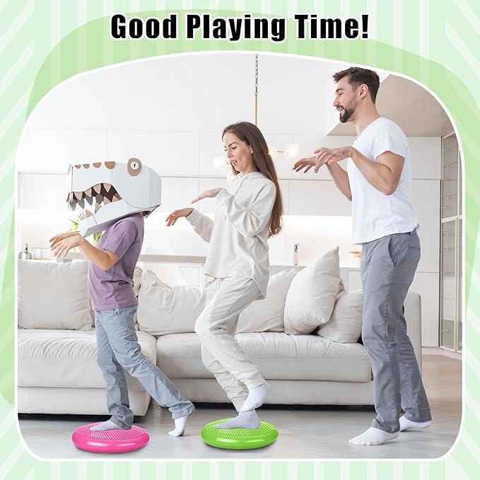 2 Pcs Wiggle Seat Inflated Wobble Cushion Flexible Balance Disc with Air Pump for Core Stability Strengthening Improving Posture Physical Exercise