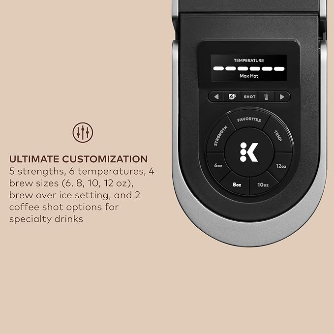Keurig K-Café SMART Single Serve Coffee Maker with WiFi Compatibility, Latte and Cappuccino Machine with Built-In Frother, 6 Brew Sizes, Black | WIFI Brewid Smart Brewing, Built-in Milk Frother for Lattes and Cappuccinos, 6 Brew Sizes, K-Cup Pod Compat...