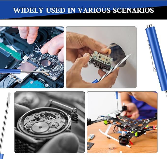 36 Pieces Pocket Screwdriver Mini Tops and Pocket Clips Magnetic Slotted Small Screw Driver with a Single Blade Head for Mechanical, Electrician (Blue)