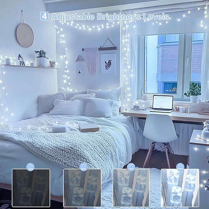 JMEXSUSS 800 LED White Christmas String Lights Outdoor, String Twinkle Lights Clear Wire Plug in for Tree Christmas Room Wedding Outside Decorations