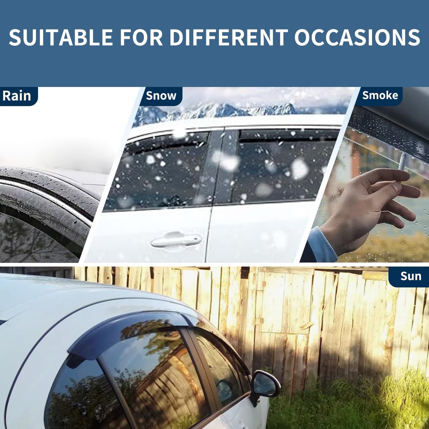 4 PCS Window Visors Deflectors Fit for 2019-2025 Chevrolet Silverado/GMC Sierra 1500 Crew Cab, Rain Guards for 2020-2025 Silverado/Sierra 2500 HD & 3500 HD, 2022 Limited Model, Outside Mount