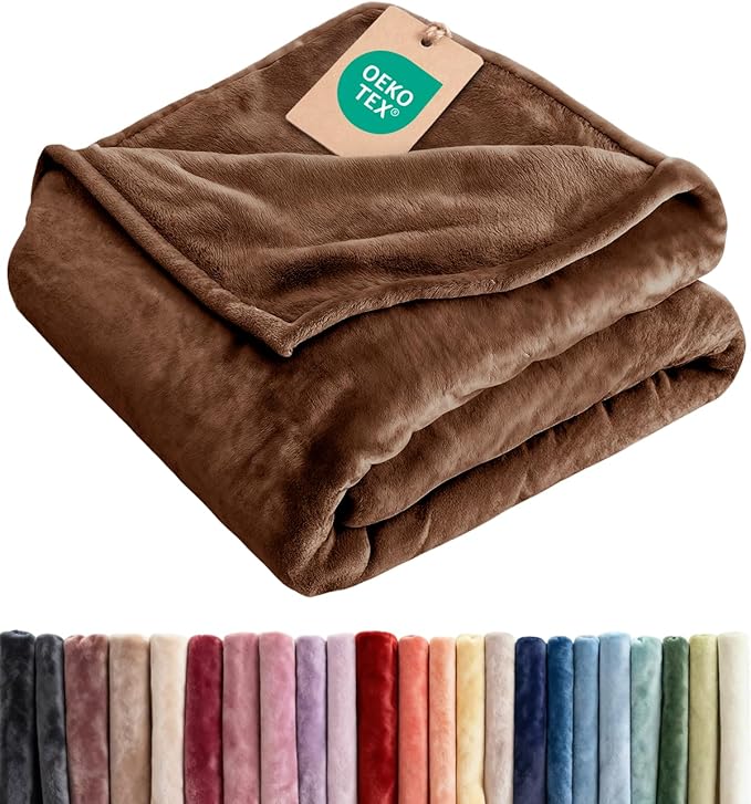 Ultra Soft Fleece Twin XL Blanket - College Dorm Room Essentials - Brown | Flannel Fleece, Thick, Warm & Breathable, All Season Cozy, Anti-Static, Microplush, Lightweight for Couch, Bed & Dorm Bedding