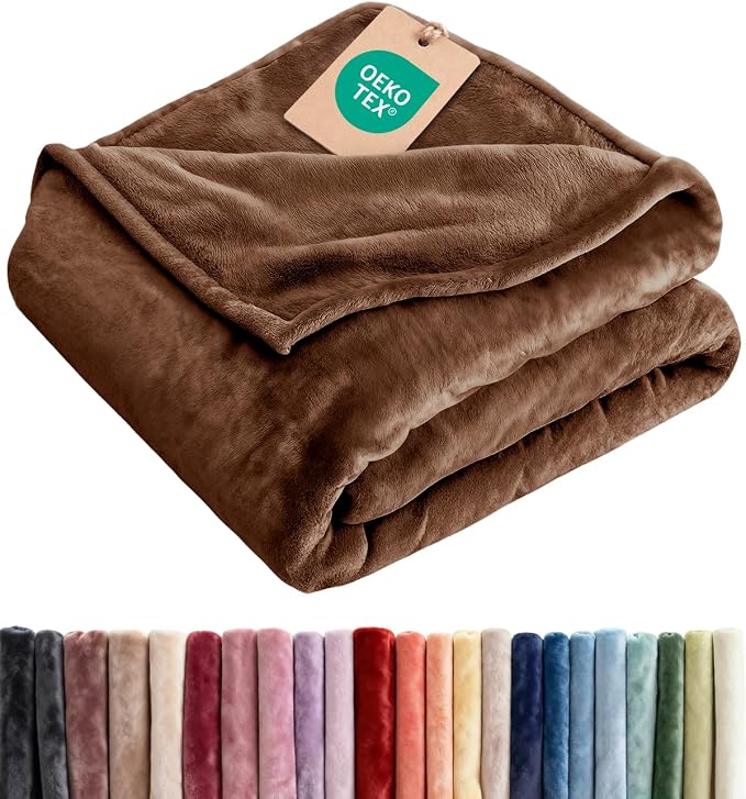Fleece Blanket Twin Size - Ultra-Soft Warm Flannel Fleece Blanket - Brown | Soft, Warm, Outdoor Picnic Blanket for Camping, Travel, Lightweight, Cozy, Anti-Static, Home Decor Gifts for Men & Women