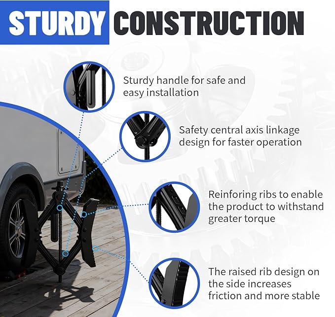 Camper Wheel Chock Stabilizer 2 Sets for RV Travel Trailer Heavy Duty RV Tire Scissor Locking X Chock RV Stabilizer Wheel Chock Anti-Move Tire Wheel Chock