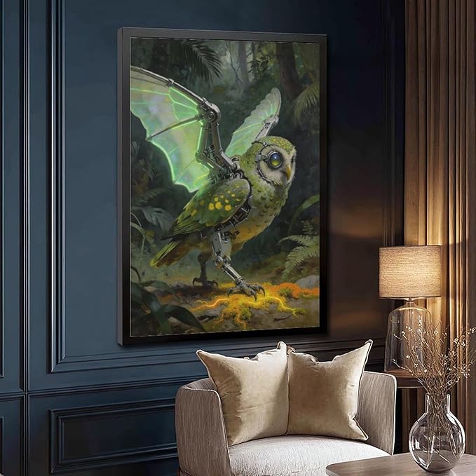 Framed Cyber Fantasy Wall Art for Living Room And Home Office Modern Sci Fi Nature Inspired Decor 24x36in