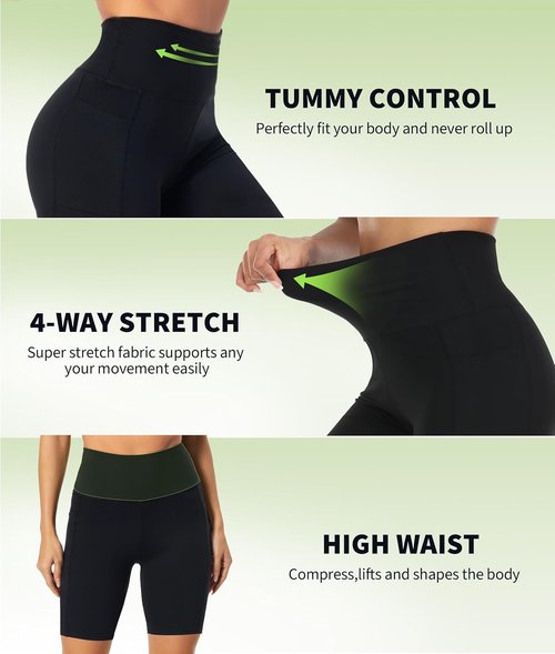 NEW YOUNG Biker Shorts - High Waisted Yoga Shorts with Pockets for Tummy Control | 5"/8" Sizes