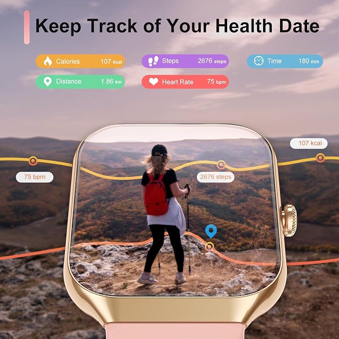 Jugeman Smart Watch for Women, 1.96" HD Smartwatch (Answer/Make Call) with Heart Rate/Sleep Monitor/Pedometer Fitness Watch 113+ Sport Modes, IP68 Waterproof Activity Tracker for Android iOS