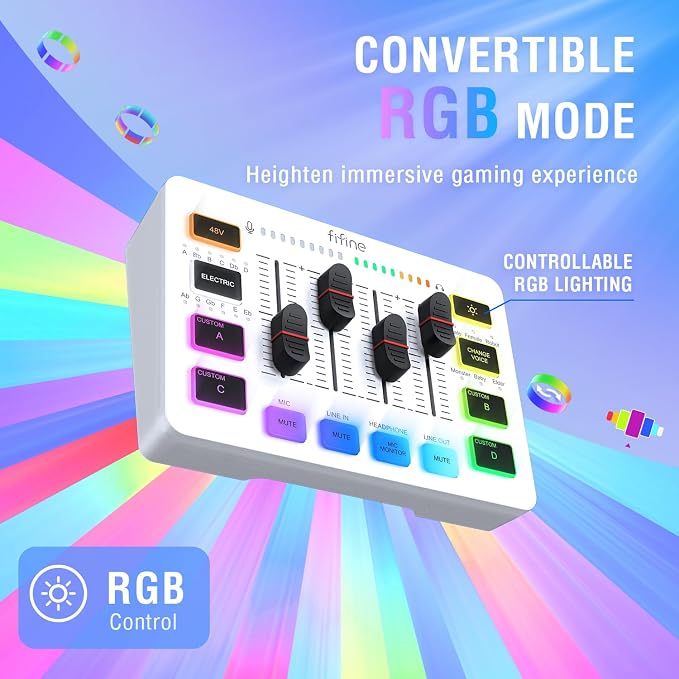 FIFINE Gaming Equipment Bundle, XLR/USB Streaming Dynamic Microphone with Audio Mixer Set, Podcast Recording Mic with Gain Knob, PC Mixer with Slider Fader Kit for Video, Game Voice-Ampligame KS5W