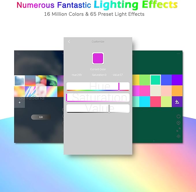 AW 6.6ft LED Strip Light Kit APP Control Music Sync Color Changing Wifi Smart 60 LEDs Ambient Lamp Compatible with Alexa & Google Assistant for Bedroom Gaming Room
