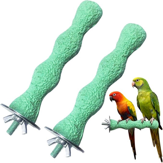 2PCS Bird Beak Grinding Stone, Anti-Slip Parrot Nail Trimming Stick, Parrot Resin Beak Grinder, Washable Claw Trimmer Care Stand for Budgie, Conures, Parakeets Cage Accessories