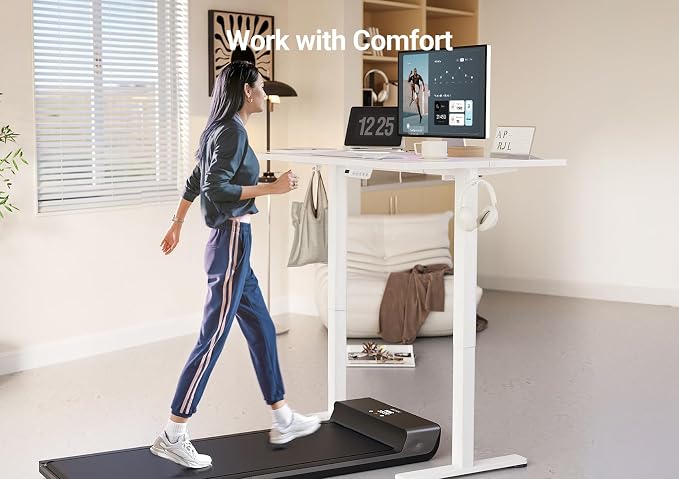 YDN 55 x 24 Inch White Electric Standing Desk | Adjustable Height, Sit Stand, Cable Management, Ergonomic, Home Office