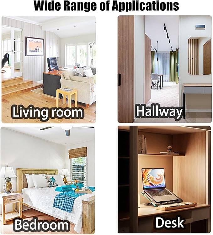Rechargeable Smart LED Motion Sensor Ambient Light, Punch-Free Color Changing Motion Sensor Light for Stairs, Wardrobe, Cabinet (6Pcs,Black, 7-Color Changing)