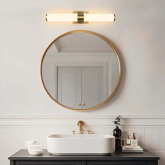 Kalium 24in Modern Wall Sconces, Dimmable Bathroom Vanity Lights, 3000K Warm White LED Indoor Sconces Lighting for Bathroom, Stairs, Living Room, Bedroom. Hardwired.