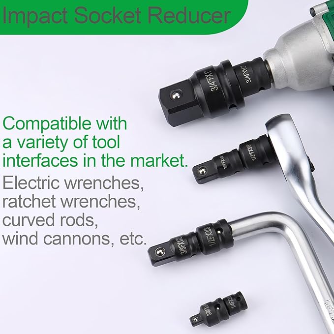 3/4" Drive (Female) x 1" (Male) Impact Socket Adapter, CR-MO Steel, Compatible with Air Impact Wrenches, Breaker Bars, Ratchets