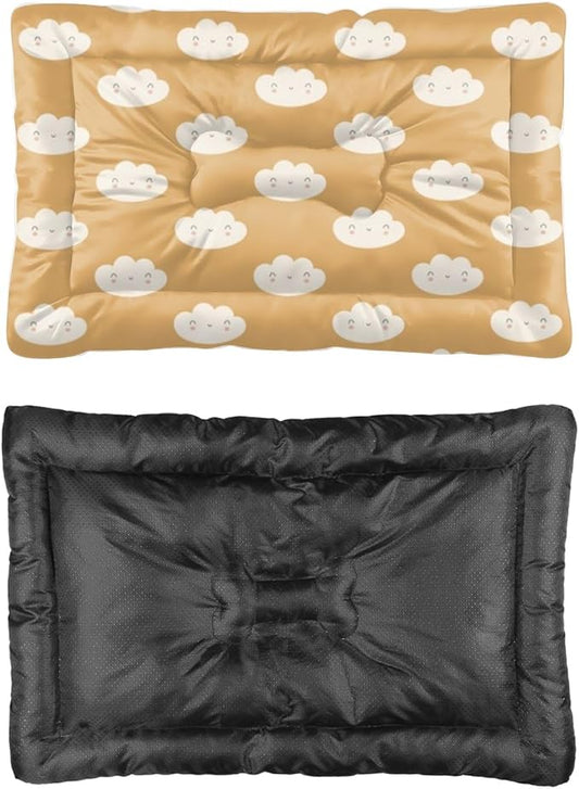 Cute Brown Clouds Easy to Wash Dog Bed Pad Mat for Dog Pad Bed Medium for Crate Washable Non-Slip Crate Small Washable Pet Mattress Cage Small Pets Indoor Outdoor 24X18 Inch