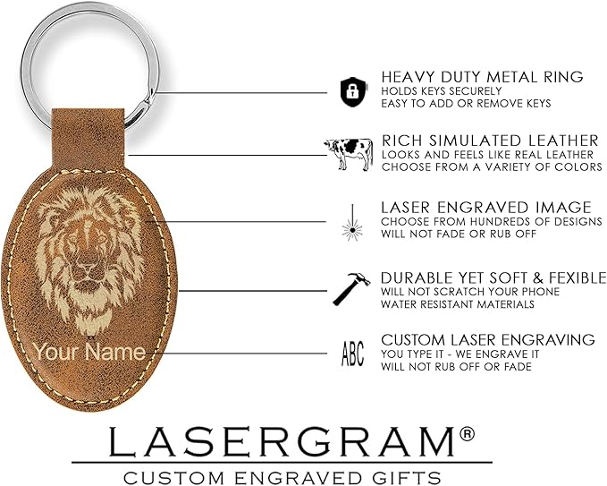 LaserGram Oval Keychain, Palm Trees, Personalized Engraving Included (Rustic with Gold)