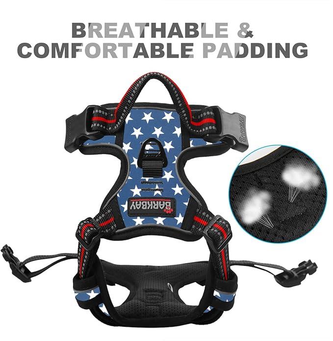 BARKBAY No Pull Dog Harness Front Clip Heavy Duty Reflective Easy Control Handle for Large Dog Walking(Star,XL)