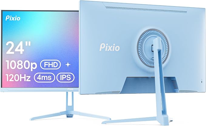 Pixio PX246 Wave Blue 24 inch 120Hz Refresh Rate FHD 1080p Resolution IPS Panel 4ms GTG Response Time Gaming Monitor with Adaptive Sync