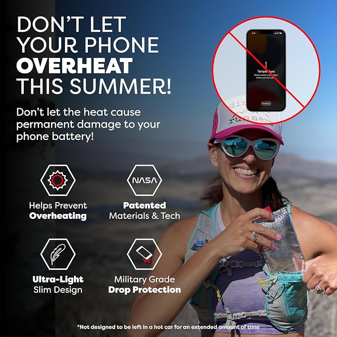 PHOOZY Apollo Thermal Phone Case | Insulated Phone Pouch Extends Battery Life 3X | Heat Resistant Drop Protection | Military Grade Water Resistant | Medium | Silver