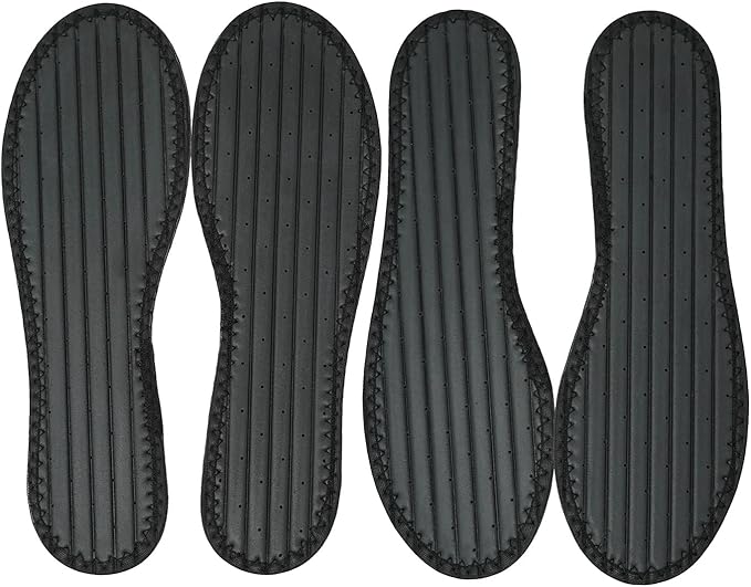 Happystep Cotton Terry Cloth Insoles, Barefoot Shoe Inserts, Sweat Absorption, Odor Control, Moisture-Wicking, Washable and Reusable, Zero Drop Shoe Insoles, 2 Pairs of Black (Women Size 8)