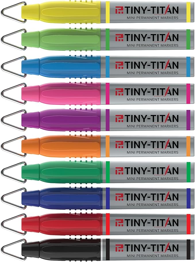 Tiny-Titan Mini Markers, Mini Markers, Keychain Clip, Golf Ball Marker, Clip On Nurse's Badge - Mini Markers - PINK Ink - Fine Point - 4 Pens Per Pack