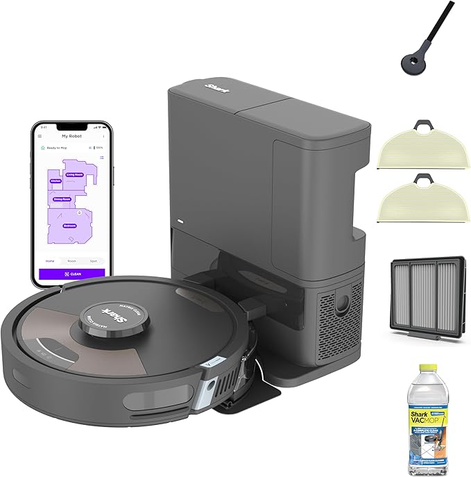 Shark Matrix Plus 2-in-1 Robot Vacuum & Mop, Black/Mocha Silver, AV2630WA | Sonic Mopping, Matrix Clean, CleanEdge, HEPA 45-Day Self-Empty Base, 360° LiDAR Mapping, Self-Cleaning Brushroll, Wi-Fi