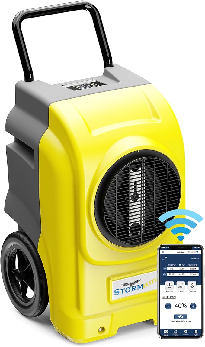 AlorAir 270 Pints Commercial Dehumidifiers for Large Room or Basements, Industrial Large Dehumidifier with Pump and Drain Hose, Dehumidifiers with Smart Wi-Fi, Manufacturer's 5 Years Warranty, Yellow