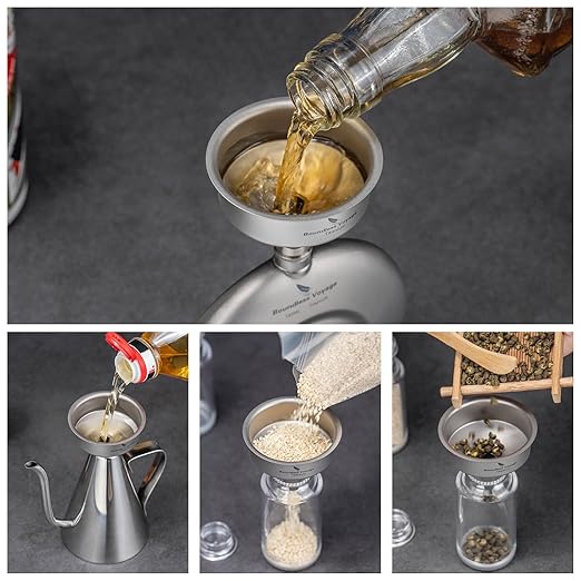 Boundless Voyage Titanium Funnel Mini Kitchen Funnel, Hip Flask Funnel, Small Metal Funnels, Cooking Funnels for Essential Oil, Spices, Flask