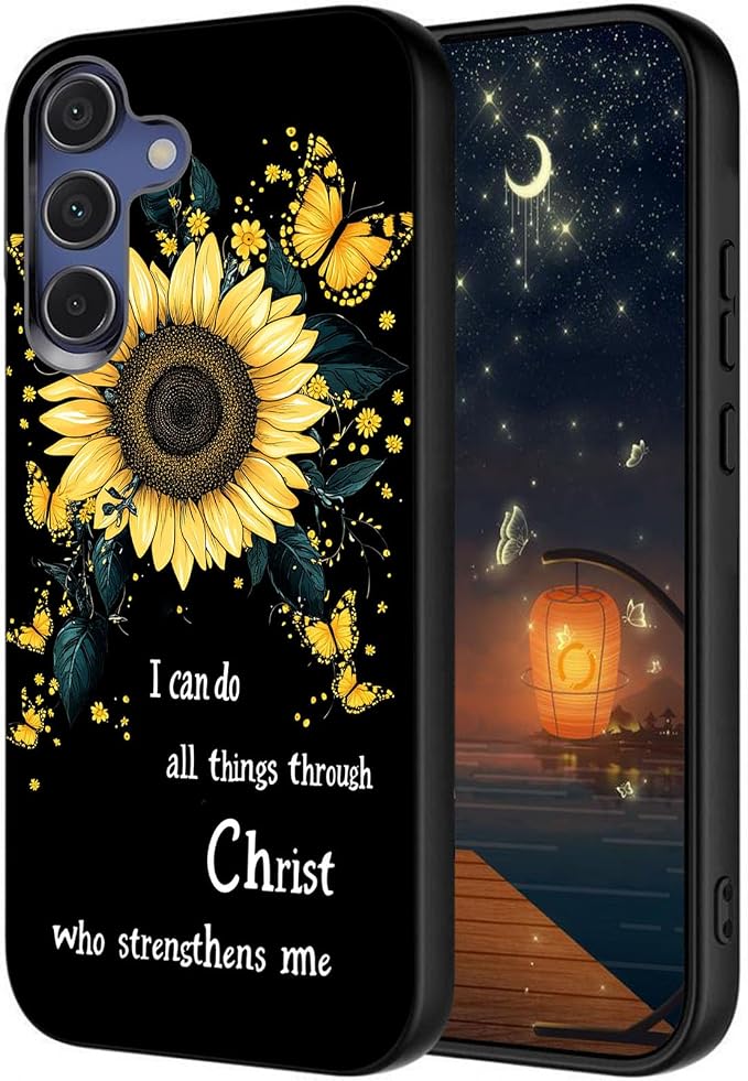Designed for Galaxy S25 FE Phone Case,Slim Silicone Shockproof Protective Case for Galaxy S25 FE 6.7 inch,Sunflower Butterflies