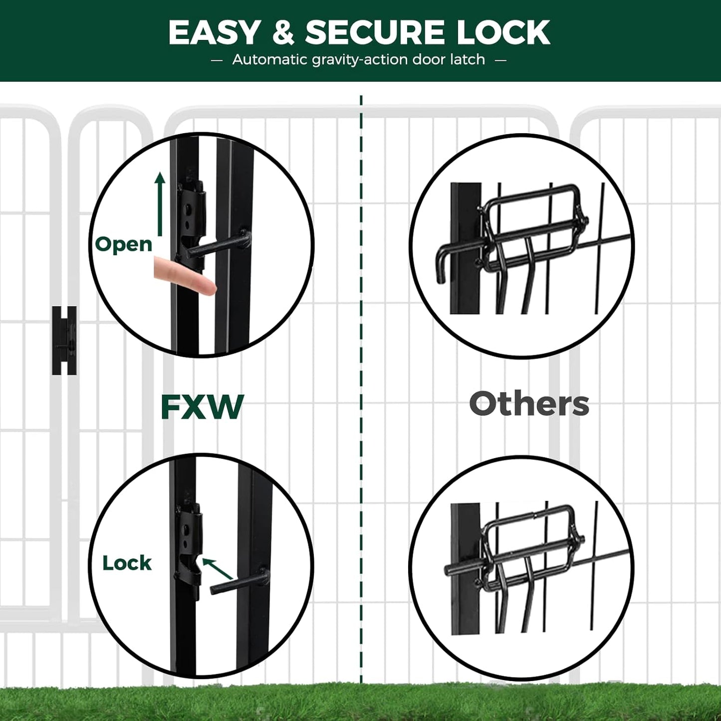 FXW Rollick Unleashed Dog Playpen for Indoor, Yard, RV Camping, 50 inch 16 Panels for Large Dogs, Black│Patented