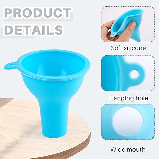Framendino, 4 Pack Silicone Funnels Wide Mouth Funnel Kitchen Set Canning for Home Restaurant Bottles Jars