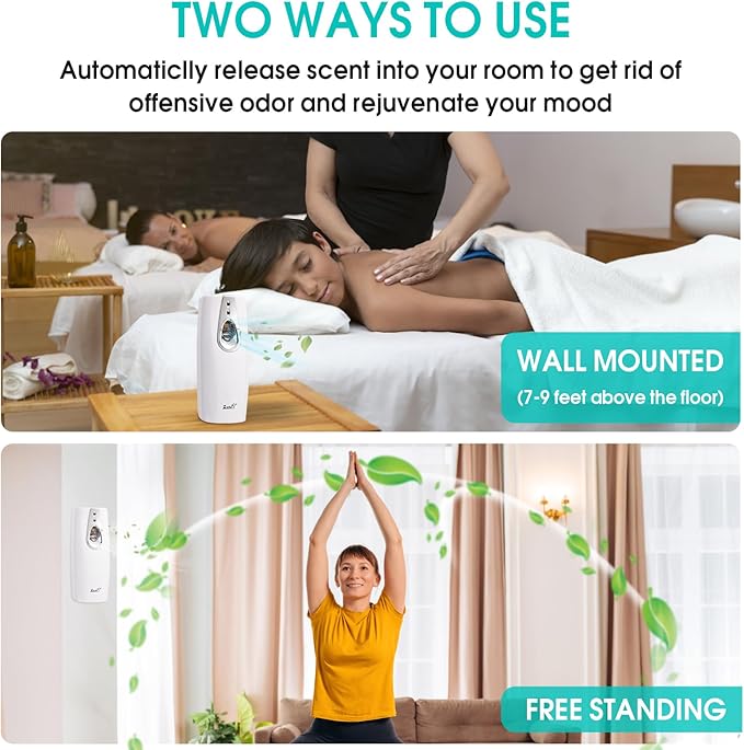 New Air Freshener Spray Automatic Fragrance Dispenser Compatible with Glade and Airwick Refill Can 5.51"x 2.6", Free Standing/Wall Mounted Auto Air Freshener Holder for Home and Bathroom