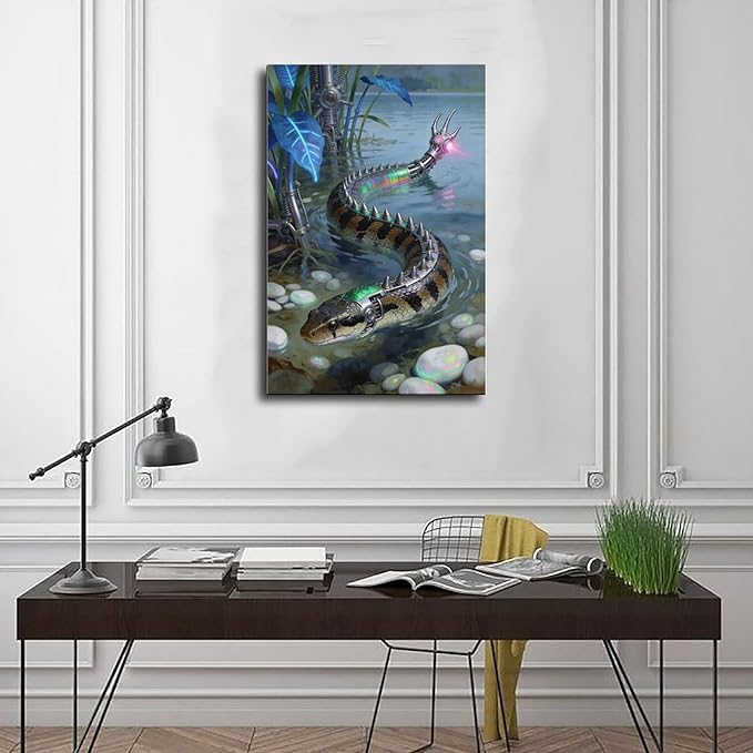Framed Futuristic Nature Wall Art for Modern Living Room Creative Sci Fi Style Interior Decor 12x18inch(30x45cm)