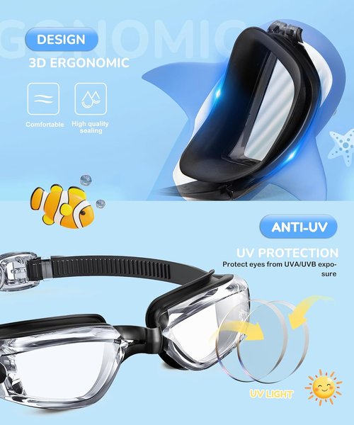 NSSIW Kids Swimming Goggles - Anti-Fog, Leak-Proof Design | 3-Pack for Ages 4-16