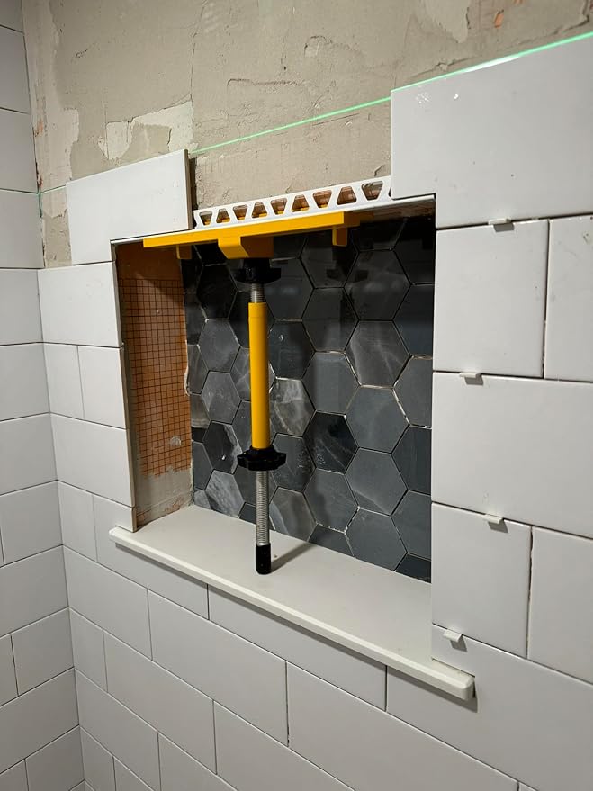 Patented Planum Tile Niche Supporter – Shower Niche Tiling Tool Kit for Home Remodeling & Construction | Aluminum Support for Installing Ceramic & Porcelain Tile Niche Shelves