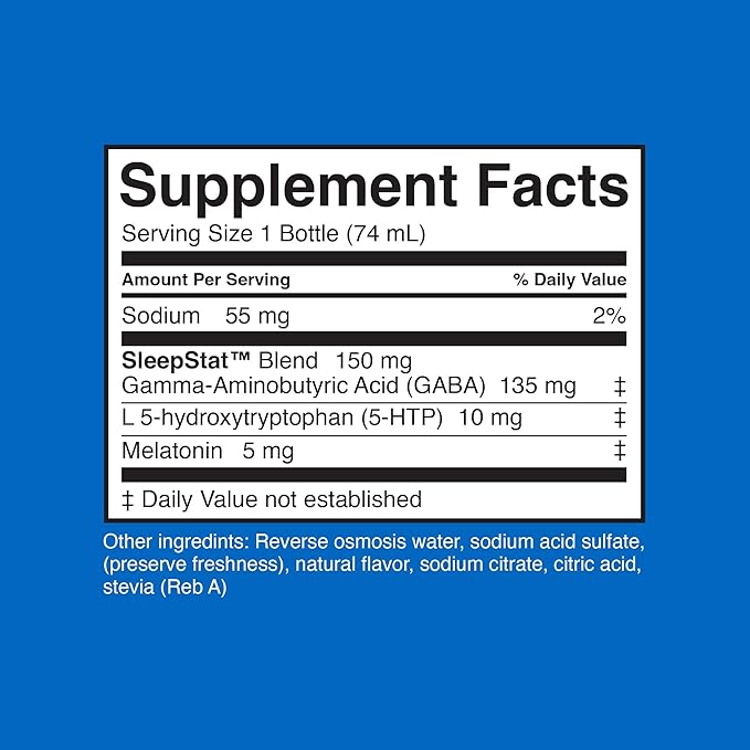 Dream Water Sleep Aid Supplement Drink; Melatonin 5mg, GABA, 5-HTP; Zero sugar, Natural flavors, No added colors, 2.5 oz liquid sleep shots, Nighttime Nectar, 24-Count