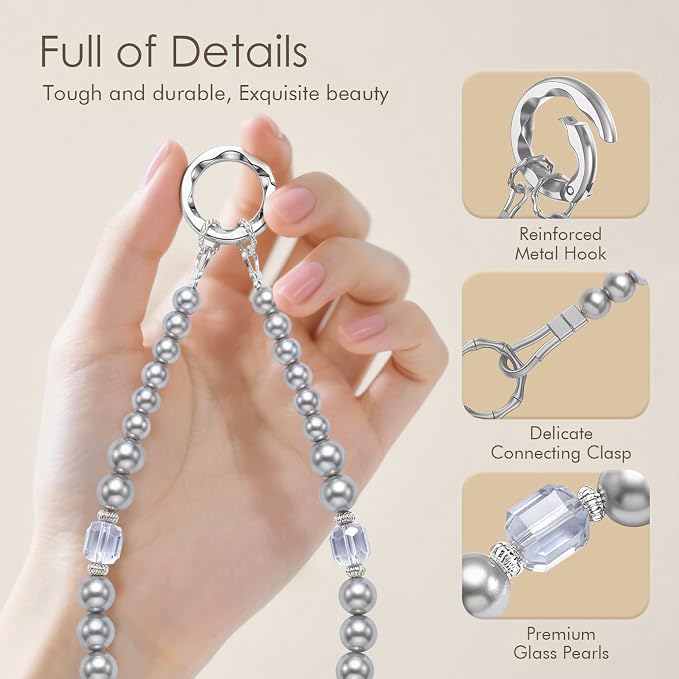 SURPHY Phone Charm, Handmade Beaded Phone Wrist Strap with Tether Tab | Phone Charm Strap, Phone Chain with Premium Metal Buckle, Wrist Strap Fits Cellphone Cases, Wallets, Bags, Keys