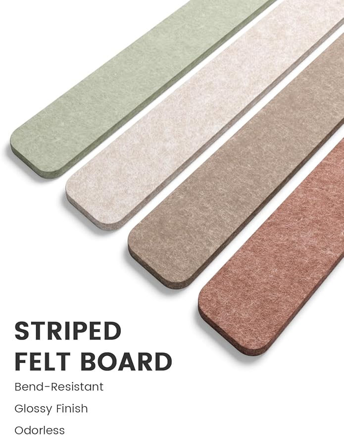 Fluxynara 13" x 2" Felt Wall Panels, Boho | 5-Pack Cork Board Alternative with 35 Push Pins, Adhesive Mounting for Bedroom Door or Home Office